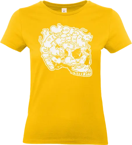Cat skull - cats, skull, monochrome, surreal, whimsical, humor, cartoon, design, playful, illustration - Standard T-Shirt (Frauen)