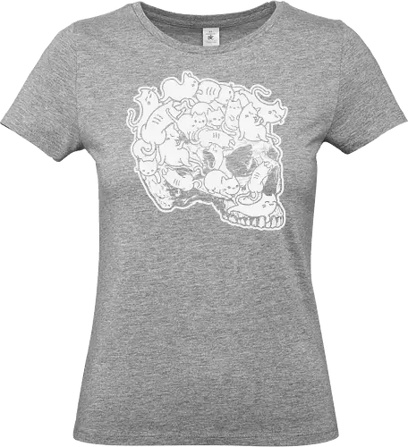 Cat skull - cats, skull, monochrome, surreal, whimsical, humor, cartoon, design, playful, illustration - Standard T-Shirt (Frauen)