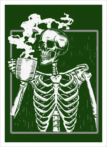  skeleton drinking coffee