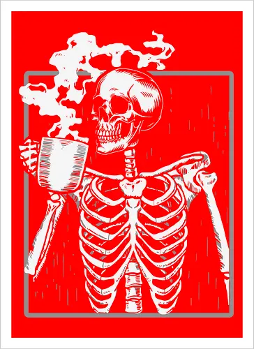  skeleton drinking coffee