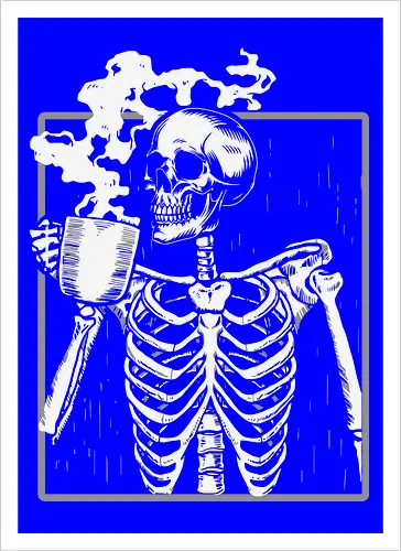  skeleton drinking coffee