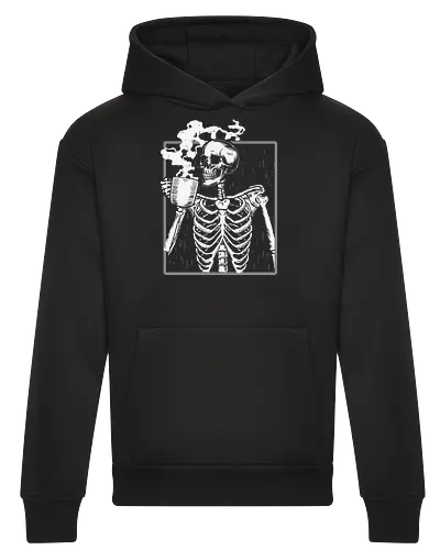  skeleton drinking coffee