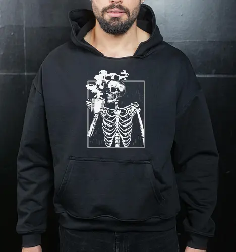  skeleton drinking coffee