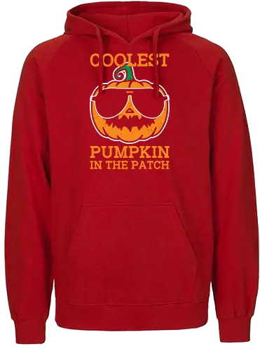 Coolest Pumpkin in the Patch orange - pumpkin, sunglasses, cool, text, cartoon, humor, halloween, illustration, autumn - Fairtrade Hoodie