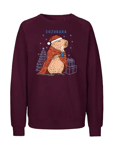 Cozybara - capy, capybara, merry Christmas, xmas, Christmas, snowfall, snowflake, holiday, holidays - Fairtrade Sweatshirt