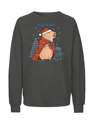 Cozybara - capy, capybara, merry Christmas, xmas, Christmas, snowfall, snowflake, holiday, holidays - Fairtrade Sweatshirt