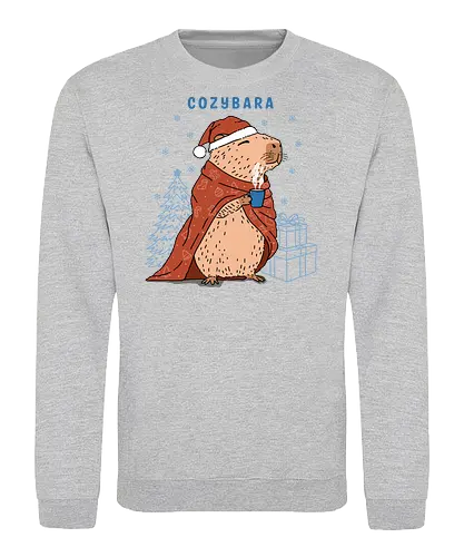 Cozybara - capy, capybara, merry Christmas, xmas, Christmas, snowfall, snowflake, holiday, holidays - Sweatshirt