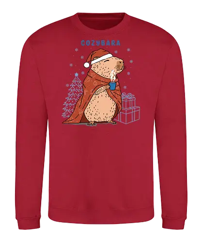 Cozybara - capy, capybara, merry Christmas, xmas, Christmas, snowfall, snowflake, holiday, holidays - Sweatshirt