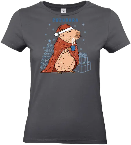 Cozybara - capy, capybara, merry Christmas, xmas, Christmas, snowfall, snowflake, holiday, holidays - Standard T-Shirt (Frauen)