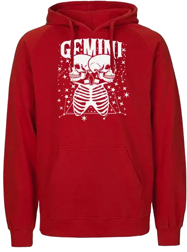 GEMINI - zodiac, skeletons, stars, gemini, monochrome, astrology, celestial, skulls, twins - Fairtrade Hoodie