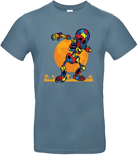 Skull Puzzle - puzzle, moon, colorful, dance, graveyard, silhouette, night, vibrant, halloween - Standard T-Shirt