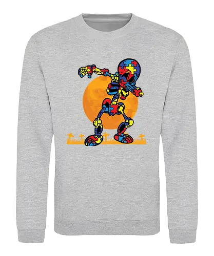 Skull Puzzle - puzzle, moon, colorful, dance, graveyard, silhouette, night, vibrant, halloween - Sweatshirt