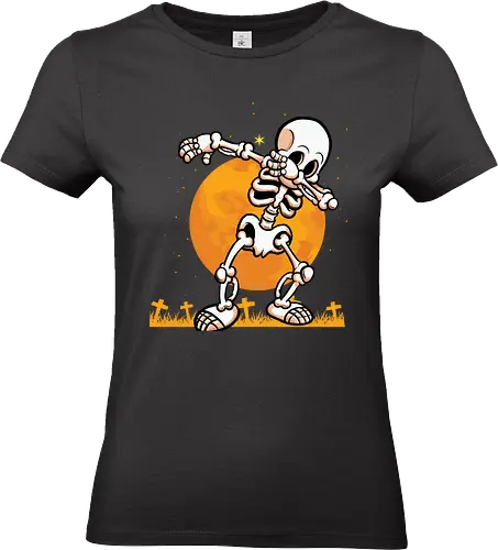 Cartoon Skeleton - skeleton, dabbing, moon, graveyard, cartoon, halloween, spooky, night, dance - Standard T-Shirt (Frauen)