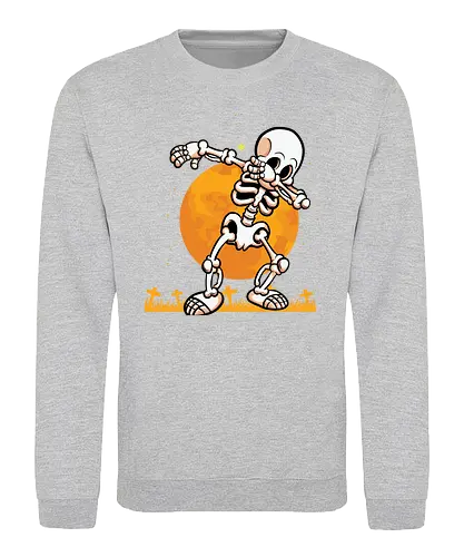 Cartoon Skeleton - skeleton, dabbing, moon, graveyard, cartoon, halloween, spooky, night, dance - Sweatshirt