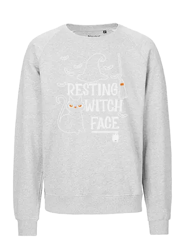 Resting Witch Face - halloween, cat, witch, broom, hat, bats, ghost, spooky, humor - Fairtrade Sweatshirt