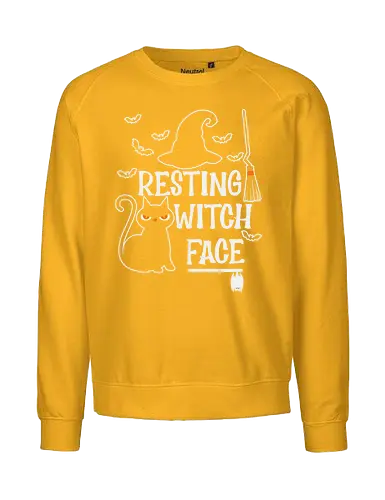 Resting Witch Face - halloween, cat, witch, broom, hat, bats, ghost, spooky, humor - Fairtrade Sweatshirt