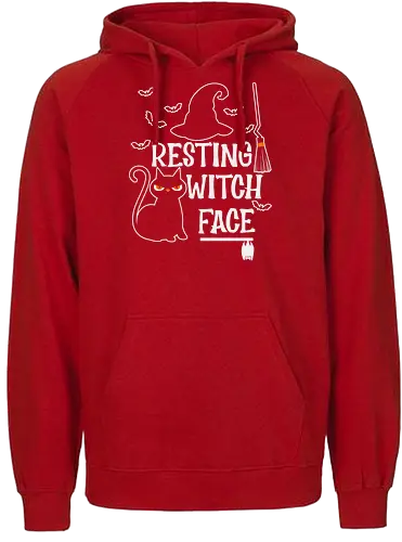 Resting Witch Face - halloween, cat, witch, broom, hat, bats, ghost, spooky, humor - Fairtrade Hoodie