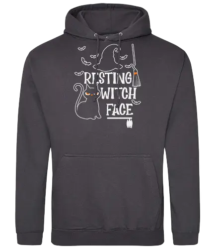 Resting Witch Face - halloween, cat, witch, broom, hat, bats, ghost, spooky, humor - Standard Hoodie