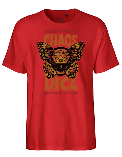 RPG - Chaos Dice - butterfly, occult, occultism, science, chaos, grunge, dice, theory, rpg, Pen and Paper, d20, dungeons and dragons, fantasy, adventure - Fairtrade T-Shirt