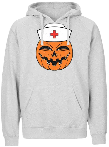 pumpkin nurse's - halloween, nurse, pumpkin, jack-o'-lantern, smile, hat, red cross, cheerful, health theme - Fairtrade Hoodie
