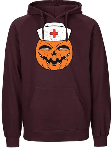 pumpkin nurse's - halloween, nurse, pumpkin, jack-o'-lantern, smile, hat, red cross, cheerful, health theme - Fairtrade Hoodie