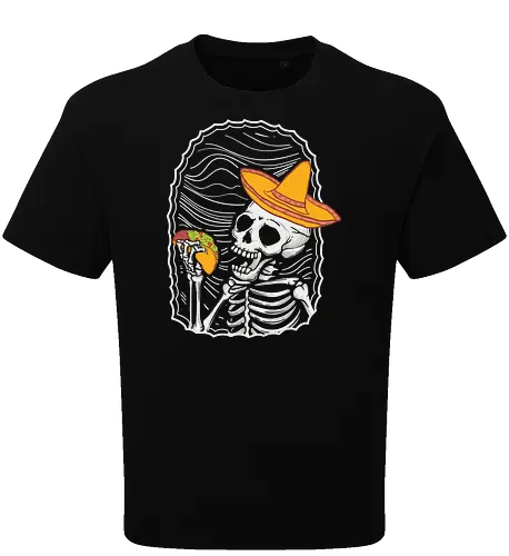 Skeleton eating taco