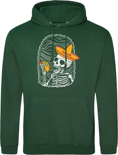 Skeleton eating taco