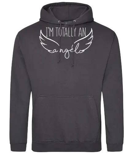 I'm totally an angel - minimalist, typography, wings, design, humor, angelic, phrase - Standard Hoodie