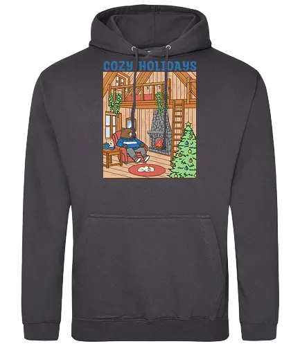 Cozy Holidays in the Cabin - cottage, cabin, Xmas, cozy, holiday, snowfall, snow, warm, merry Christmas, Christmas, bear - Standard Hoodie