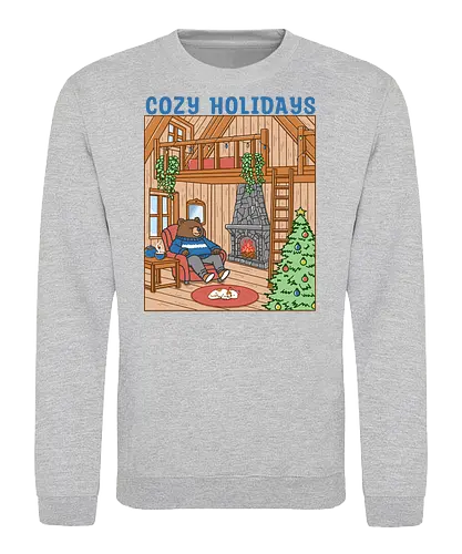 Cozy Holidays in the Cabin - cottage, cabin, Xmas, cozy, holiday, snowfall, snow, warm, merry Christmas, Christmas, bear - Sweatshirt