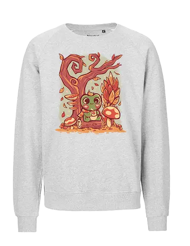 Cozy Autumn Days Frog - mushroom, gremlincore, cute, frog, cottagecore frog, positive vibe, froggy, coziness, autumn, fall, frog lover, Frosch, cottagecore Frosch, positive Stimmung, froschig, Gemütlichkeit, Herbst, Herbst, Froschliebhaber, goblincore, forestcore, folkart, witchy - Fairtrade Sweatshirt