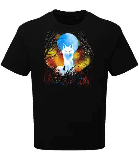 Magical kitsune - winter, fox, animal, nature, artic fox, illustration - Oversize T-Shirt