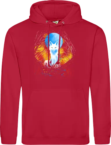 Magical kitsune - winter, fox, animal, nature, artic fox, illustration - Standard Hoodie