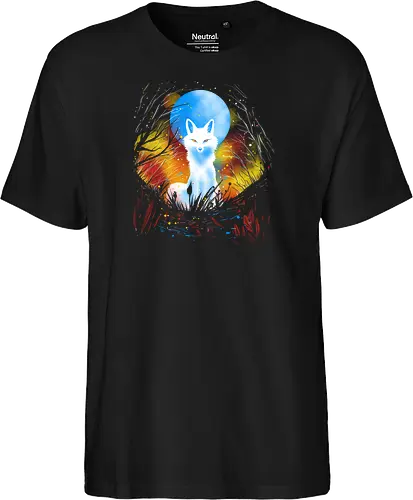 Magical kitsune - winter, fox, animal, nature, artic fox, illustration - Fairtrade T-Shirt