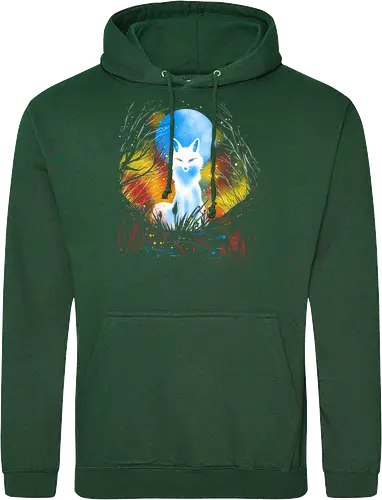 Magical kitsune - winter, fox, animal, nature, artic fox, illustration - Standard Hoodie