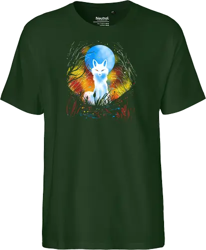 Magical kitsune - winter, fox, animal, nature, artic fox, illustration - Fairtrade T-Shirt