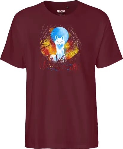 Magical kitsune - winter, fox, animal, nature, artic fox, illustration - Fairtrade T-Shirt
