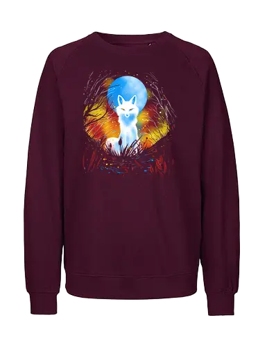 Magical kitsune - winter, fox, animal, nature, artic fox, illustration - Fairtrade Sweatshirt