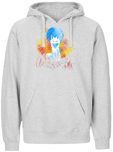 Magical kitsune - winter, fox, animal, nature, artic fox, illustration - Fairtrade Hoodie