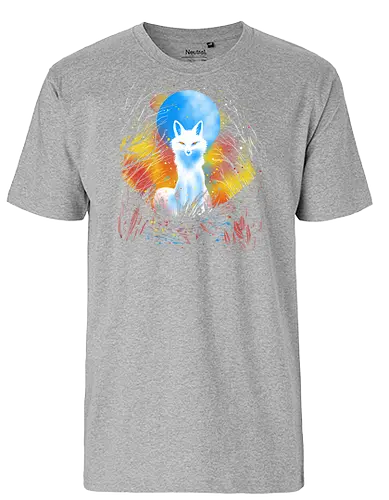 Magical kitsune - winter, fox, animal, nature, artic fox, illustration - Fairtrade T-Shirt