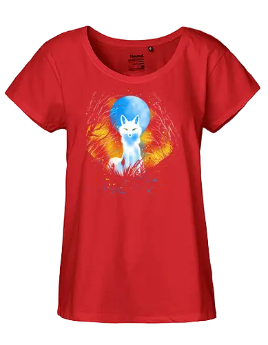 Magical kitsune - winter, fox, animal, nature, artic fox, illustration - Fairtrade Girl Shirt