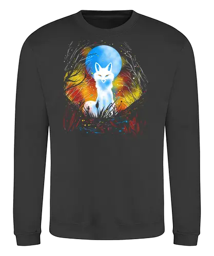 Magical kitsune - winter, fox, animal, nature, artic fox, illustration - Sweatshirt