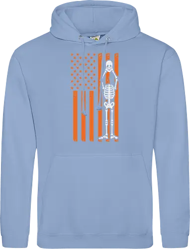 Skeleton and American flag
