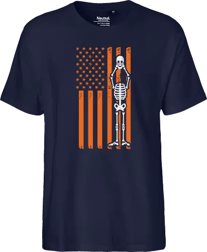 Skeleton and American flag