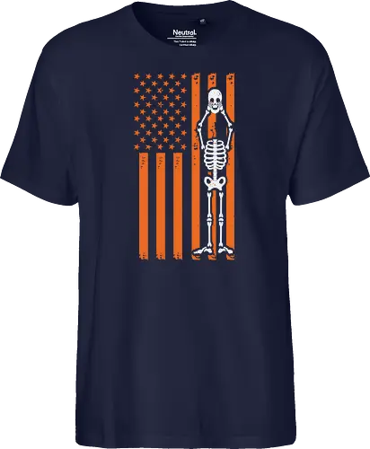 Skeleton and American flag