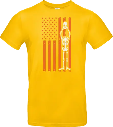 Skeleton and American flag