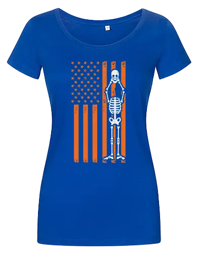 Skeleton and American flag