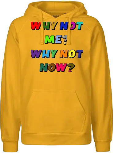 Why Not Me? Why Not Now? - funny, gaming, anime, nerd, television, joke, meme, vintage, funny quote, memes, funnytee, funny pop, humor, parody, geek - Fairtrade Hoodie