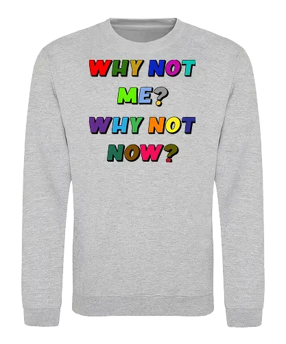 Why Not Me? Why Not Now? - funny, gaming, anime, nerd, television, joke, meme, vintage, funny quote, memes, funnytee, funny pop, humor, parody, geek - Sweatshirt