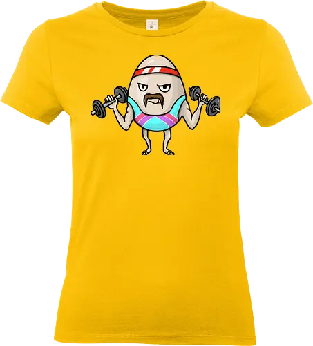 Eggsercise - lustig, ei, Sport, Bodybuilding, Fittnes, Hanteln, retro - Standard T-Shirt (Frauen)